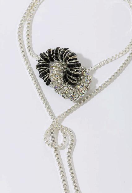 PEARL OCTOPUSS.Y Knot Box Chain Tie Black/Silver