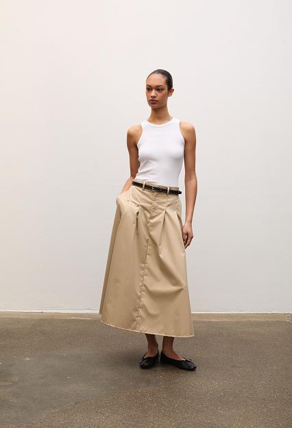 Julie Josephine Pleated Midi Skirt Beige 