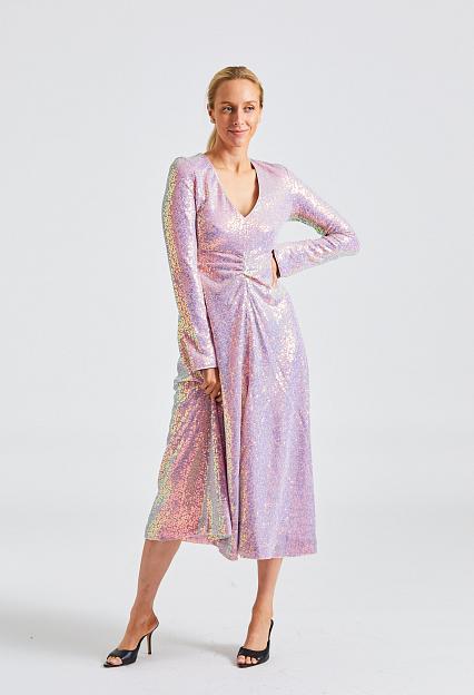 ROTATE Birger Christensen Sequin Midi Dress Sachet Pink