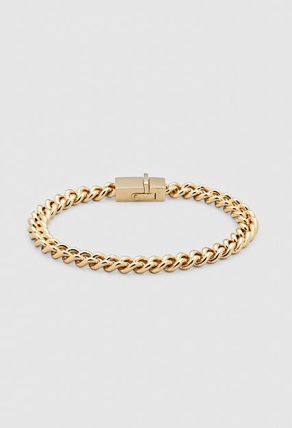 Tom Wood Rounded Curb Bracelet Thick Gold 7,0 Inches