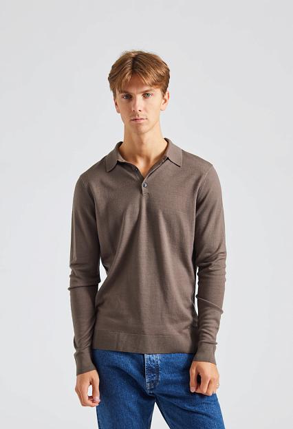 SUNSPEL Merino LS Polo Shirt Cedar