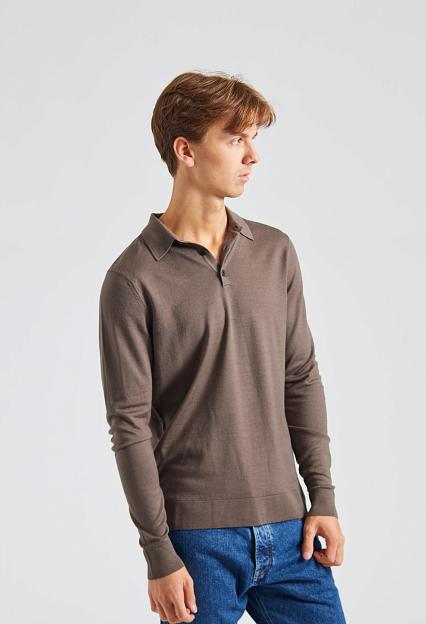 SUNSPEL Merino LS Polo Shirt Cedar