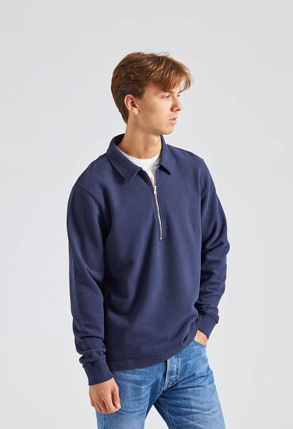 SUNSPEL Zip Polo Sweatshirt Navy