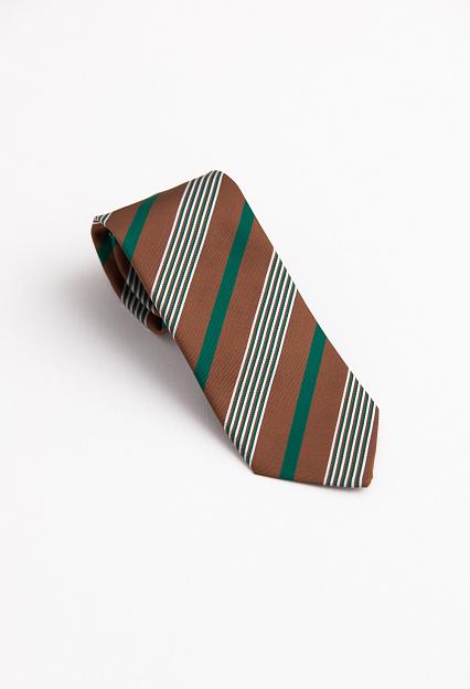 Drakes Multi Sandwich Stripe Mogador Tie Brown