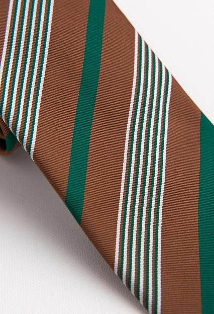Drakes Multi Sandwich Stripe Mogador Tie Brown