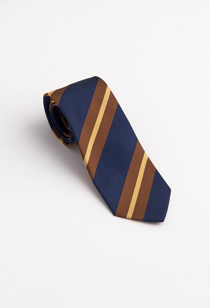 Drakes Sandwich Stripe Mogador Tie Navy/Tan