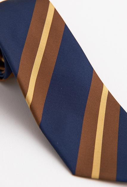 Drakes Sandwich Stripe Mogador Tie Navy/Tan