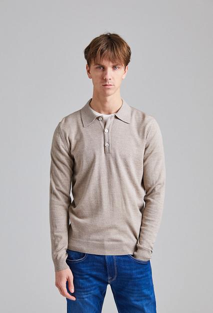 Stenströms Merino Polo Sweater Beige