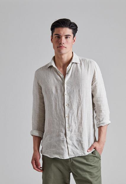 Stenströms Slimeline Striped Linen Warm Grey