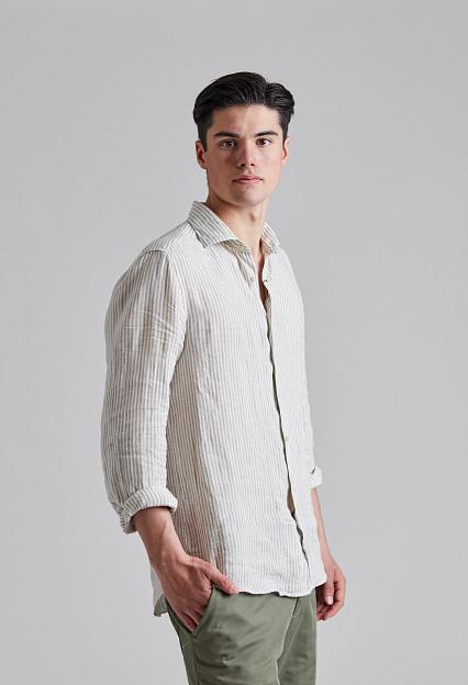 Stenströms Slimeline Striped Linen Warm Grey