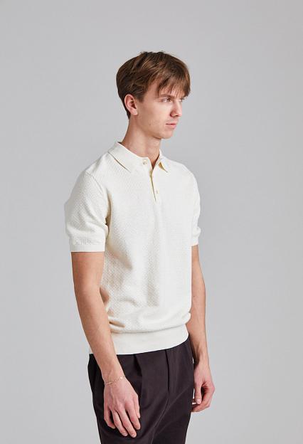 Stenströms Textured Polo Shirt Off White