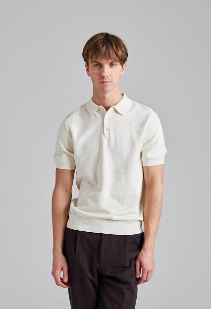 Stenströms Textured Polo Shirt Off White