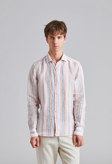 Stenströms White Striped Linen Shirt