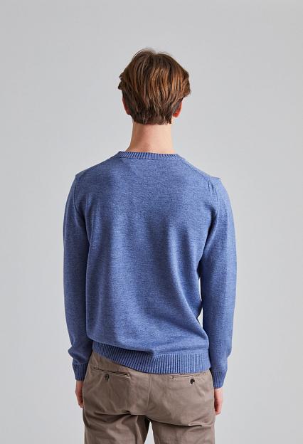 Stenströms Chunky Merino Crew Neck Blue Melange