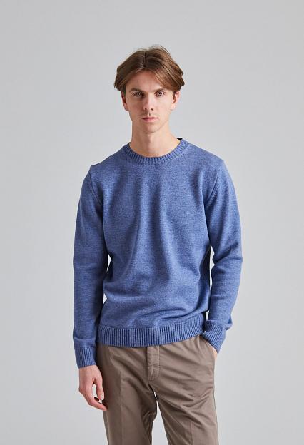 Stenströms Chunky Merino Crew Neck Blue Melange
