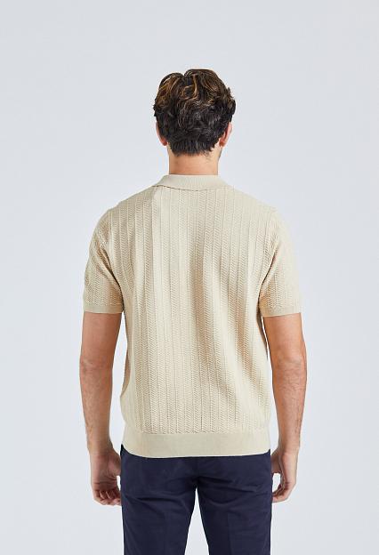 Stenströms Cotton Linen Polo Shirt Beige