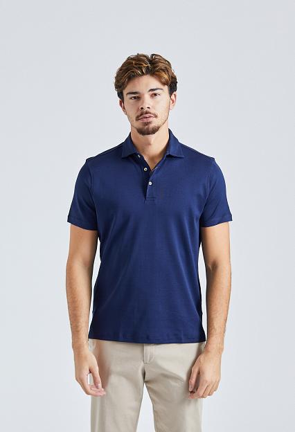 Stenströms Mercerized Cotton Polo Shirt Dk Navy