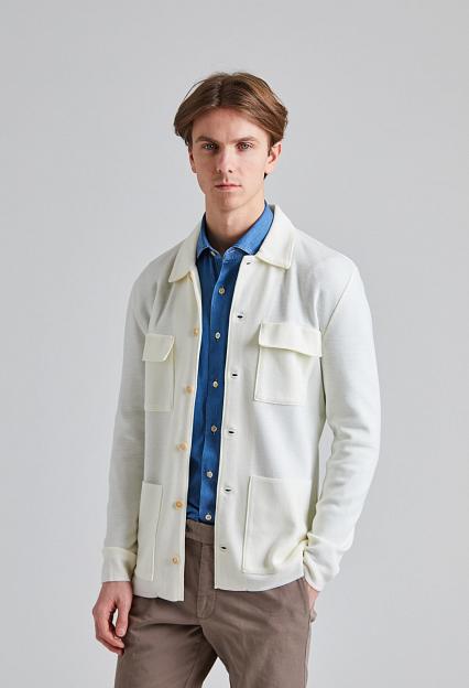 Stenströms Merino 4 Pocket Overshirt Off White