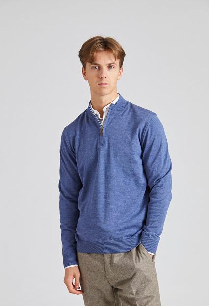 Stenströms Merino Half Zip Blue