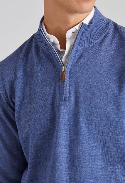 Stenströms Merino Half Zip Blue