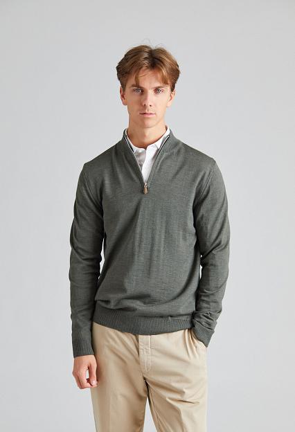 Stenströms Merino Half Zip Green