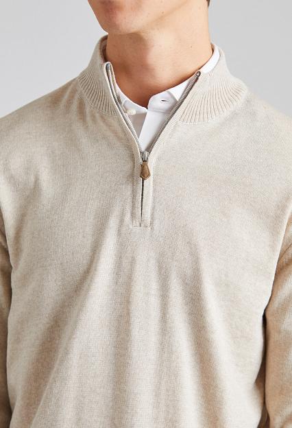 Stenströms Merino Half Zip Light Beige