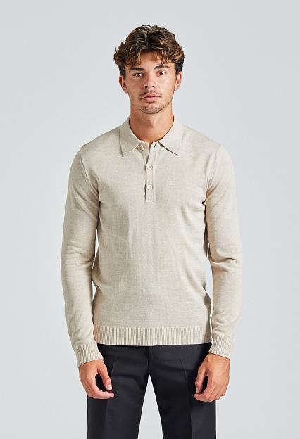 Stenströms Merino Polo Shirt Light Beige