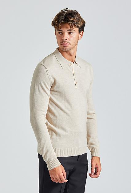 Stenströms Merino Polo Shirt Light Beige