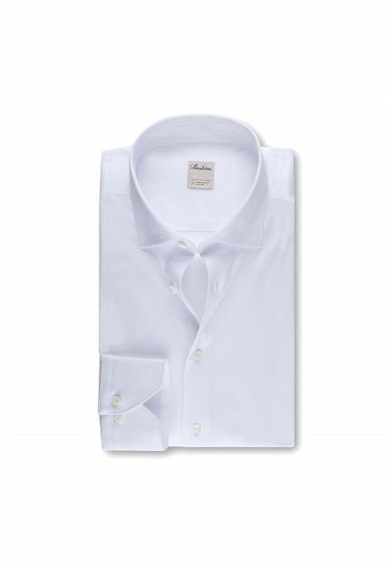 Stenströms Casual White Jersey Shirt Slim