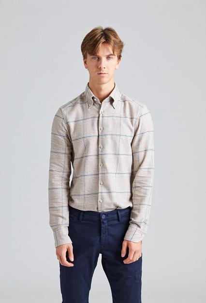 Stenströms Slimline Flannel Beige Check