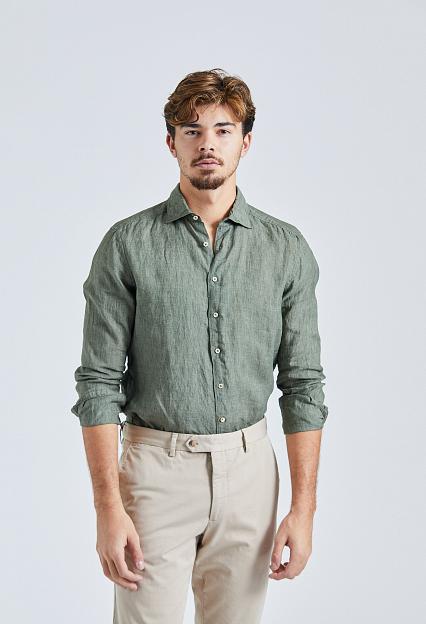 Stenströms Slimline Linen Shirt Green