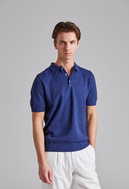 Stenströms Textured Polo Shirt Blue