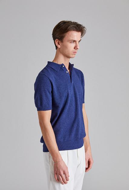 Stenströms Textured Polo Shirt Blue