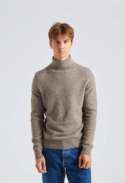 Stenströms Yak and Merino Roll Neck Light Brown