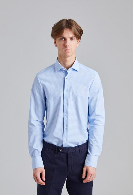 Stenströms Jersey Shirt LIght Blue Check