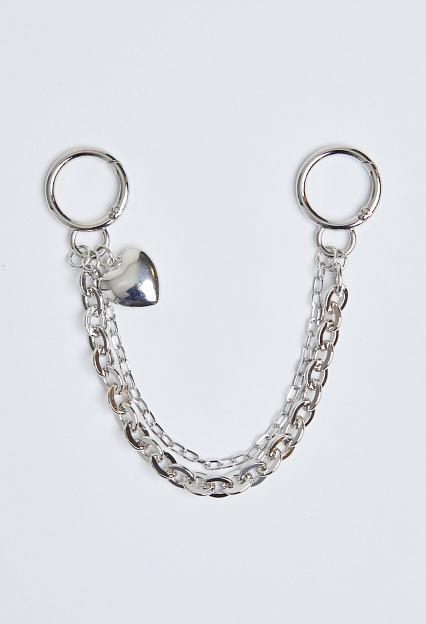 Sui Ava Chain W Plain Heart Bag Charm Silver