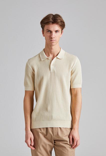 SUNSPEL Mesh Stitch Polo Ecru