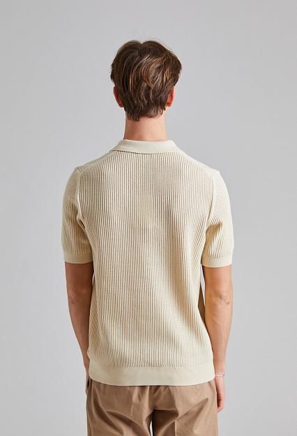 SUNSPEL Mesh Stitch Polo Ecru