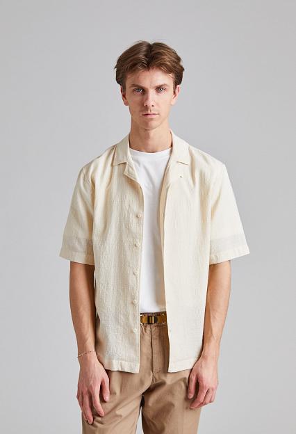 SUNSPEL Loose Weave Check Shirt Ecru