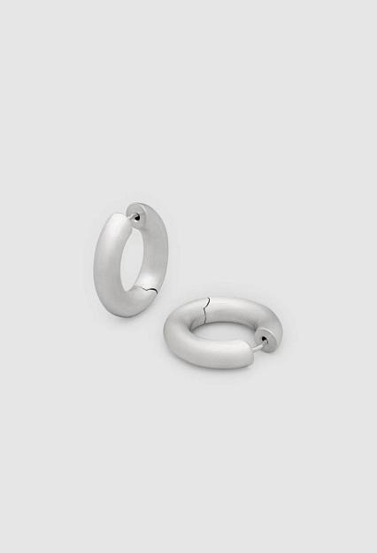Tom Wood Chunky Hoops Satin Medium Silver
