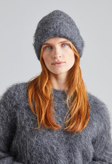 Toteme Alpaca Knit Beanie Dark Grey Melange