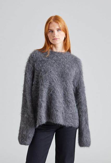 Toteme Boxy Alpaca Knit Dark Grey Melange