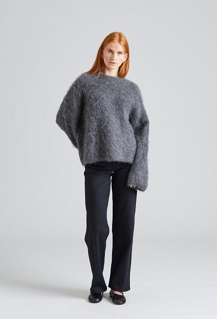 Toteme Boxy Alpaca Knit Dark Grey Melange