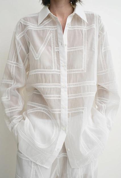 Toteme Classic Crochet Shirt White