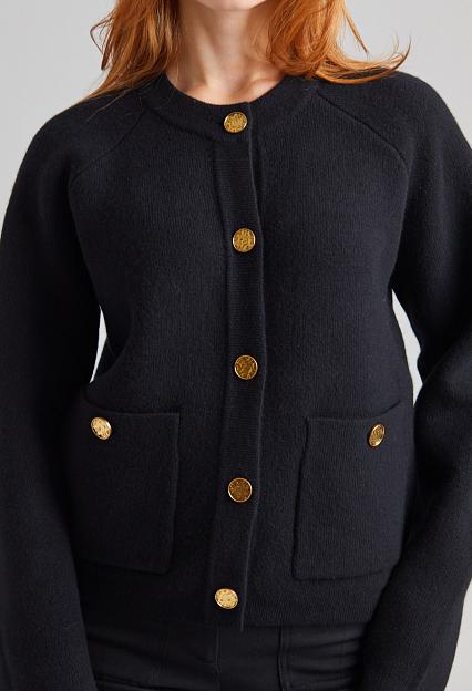 Toteme Hammered Button Cardigan Black