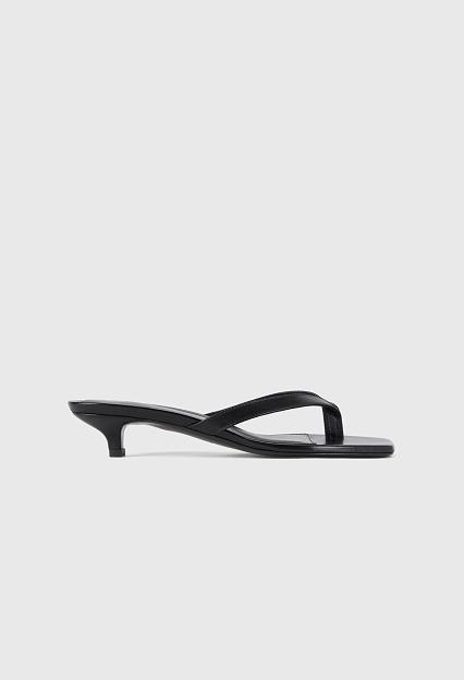 Toteme Leather Heeled Flip Flops Black