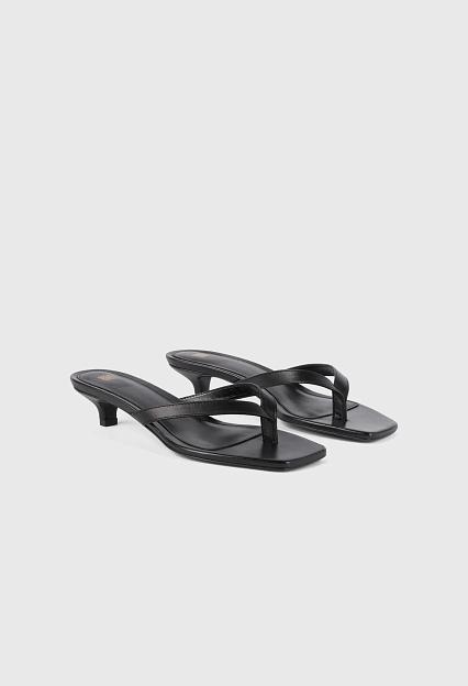 Toteme Leather Heeled Flip Flops Black