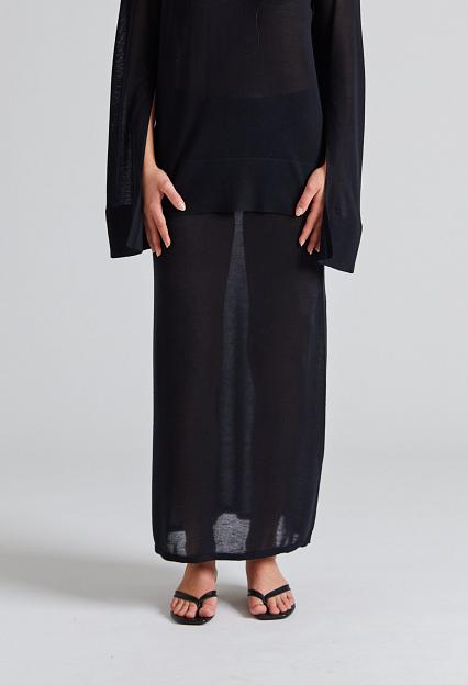 Toteme Long Knit Skirt Black