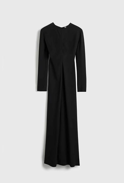 Toteme Long-Sleeve Slouch Waist Dress Black