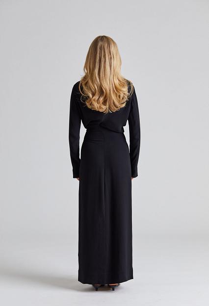Toteme Long-Sleeve Slouch Waist Dress Black